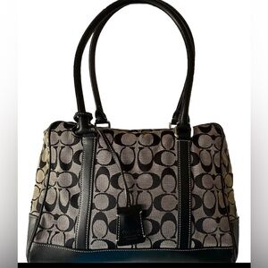 Y2K Vintage Coach Black/Gray Monogram Signature Shoulder Bag Xmas gift holiday